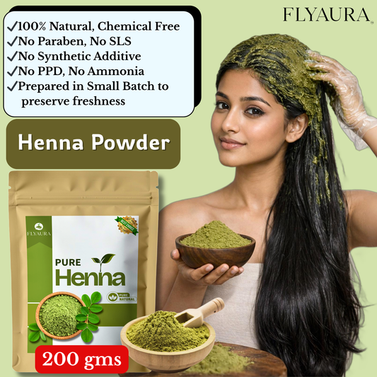 FLYAURA 100% Pure Henna powder for hair conditioning & nourishment (200 g)