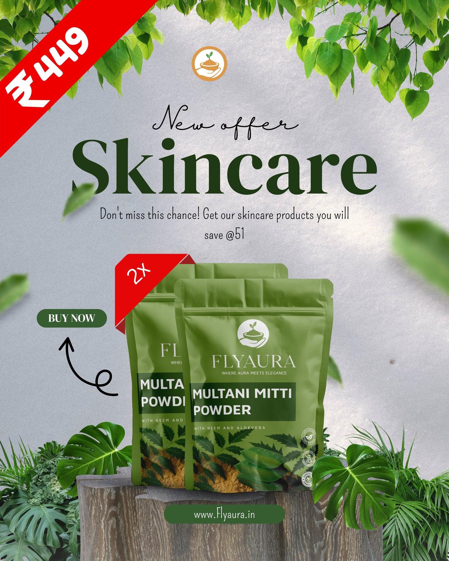 Multani Mitti with Neem Aloevera (Pack of 2)