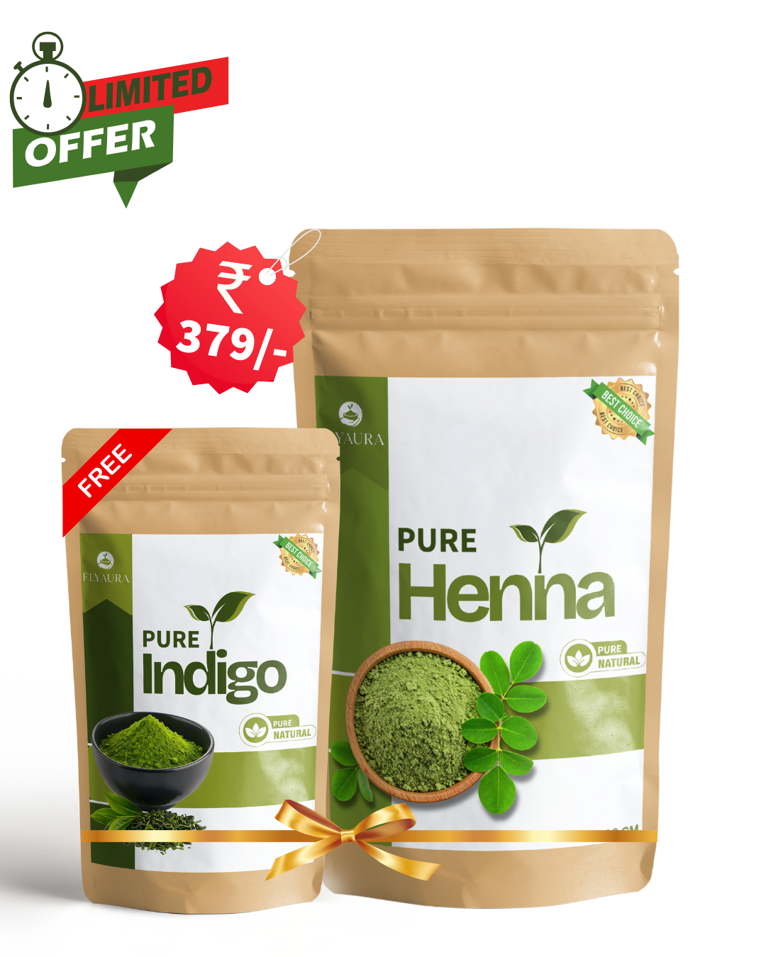 Pure Natural Henna Powder with Free Indigo | Herbal Hair Color | Chemical Free Hair Dye